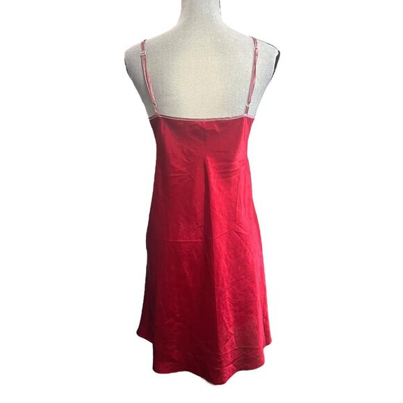 VTG Y2K Premiere Collection Red & Pink Floral Embroidered Wrap Slip Dress M/L - Picture 5 of 5